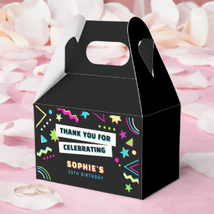 Colourful Neon Retro 30th Birthday Party Thank You Favor Box