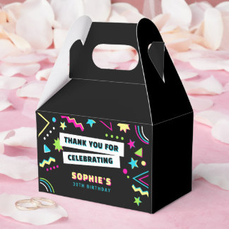 Colourful Neon Retro 30th Birthday Party Thank You Favor Box