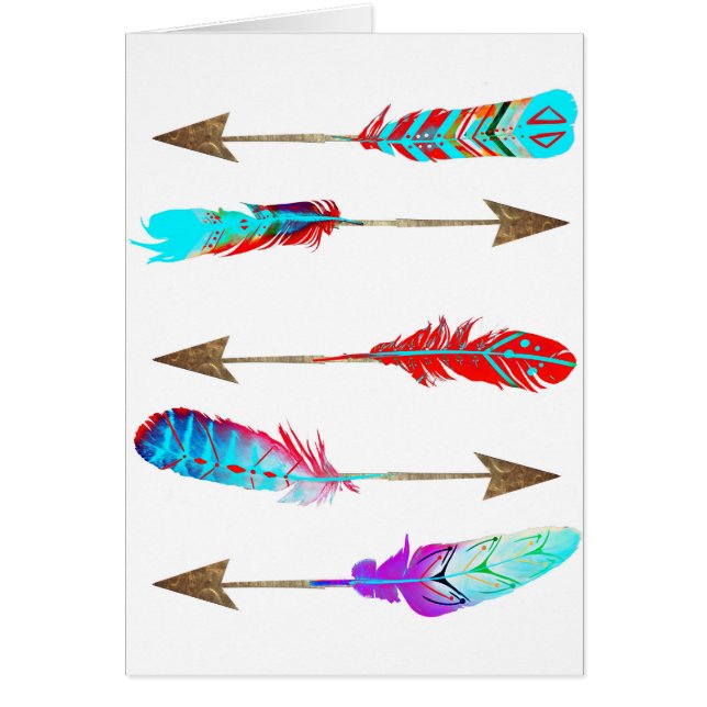 Colourful Neon Rustic Bohemian Feather Arrows (Front)