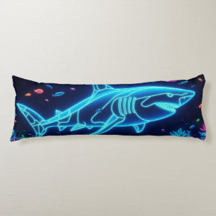 Colourful neon shark body pillow