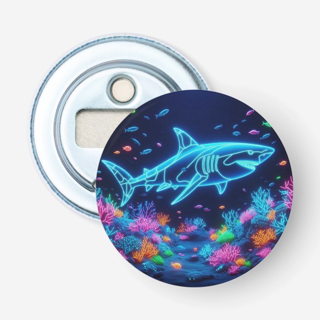 Colourful neon shark  bottle opener (Front)