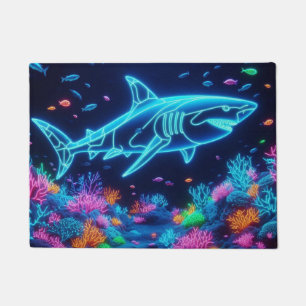 Colourful neon shark doormat