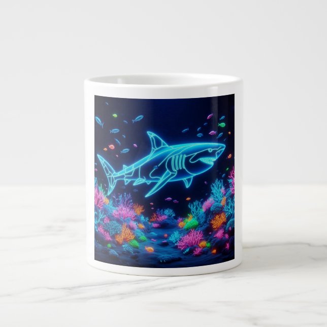 Colourful neon shark  large coffee mug (Front)