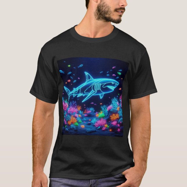 Colourful neon shark  T-Shirt (Front)