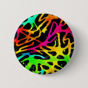 Colourful neon splatter paint design 2 inch round button