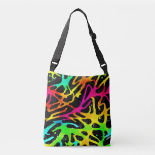 Colourful neon splatter paint design crossbody bag