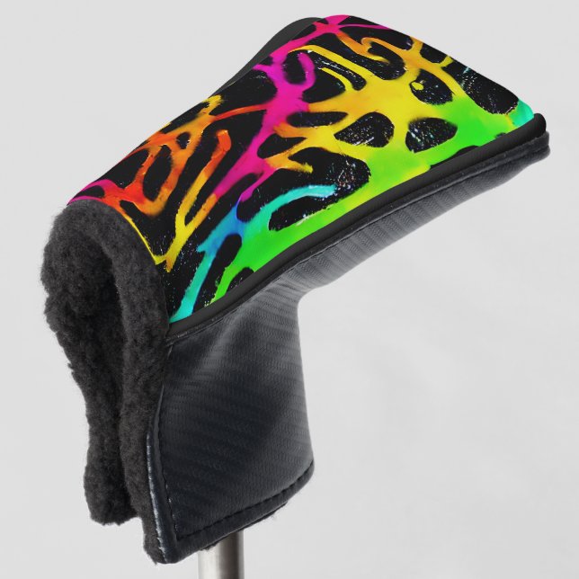 Colourful neon splatter paint design golf head cover (3/4 Front)