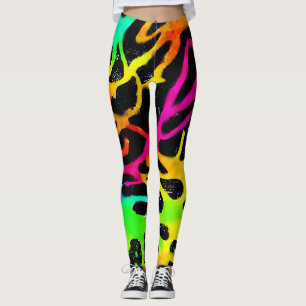 Colourful neon splatter paint design leggings