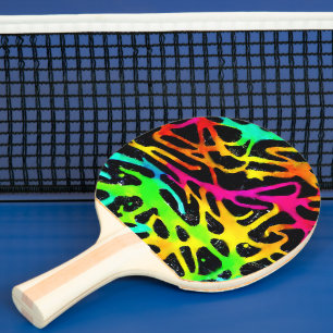 Colourful neon splatter paint design ping pong paddle