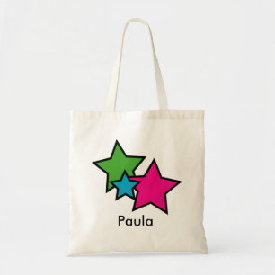 Colourful Neon Star Trio Personalized Tote Bag Des