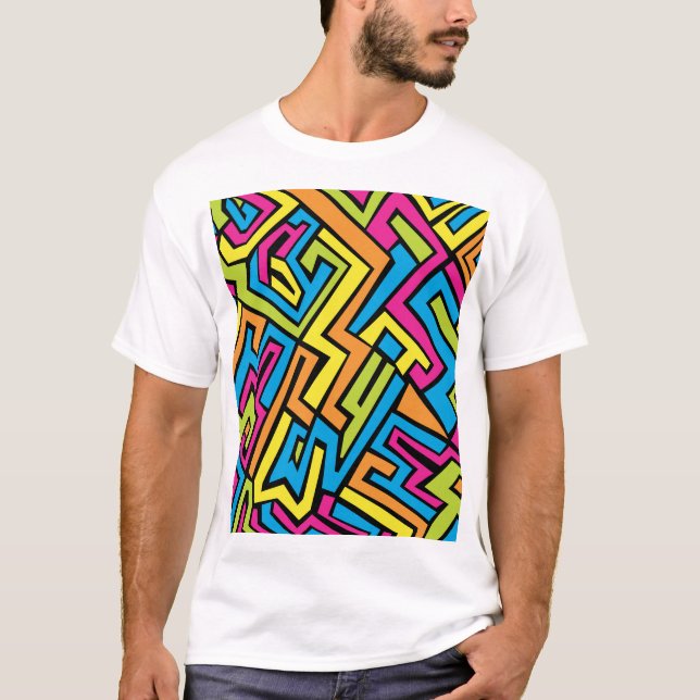 Colourful Neon Street Art Pattern T-Shirt (Front)