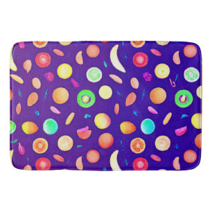 Colourful Neon Tropical Fruit Pattern Bath Mat