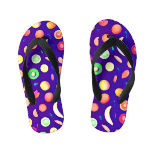 Colourful Neon Tropical Fruit Pattern Kid's Flip Flops