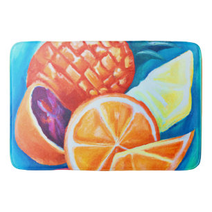 Colourful Neon Tropical Fruits Bath Mat