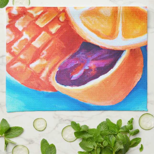 Colourful Neon Tropical Fruits Kitchen Towel (Folded)