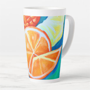 Colourful Neon Tropical Fruits Latte Mug