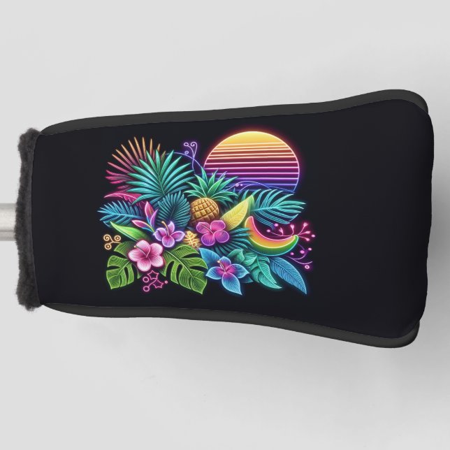 Colourful Neon tropical/Hawaiian Golf Head Cover (Front)