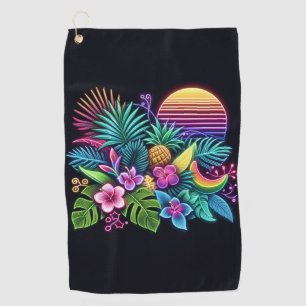 Colourful Neon tropical/Hawaiian Golf Towel