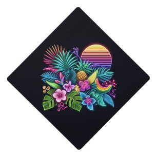 Colourful Neon tropical/Hawaiian Graduation Cap Topper