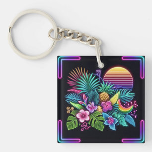 Colourful Neon tropical/Hawaiian Keychain