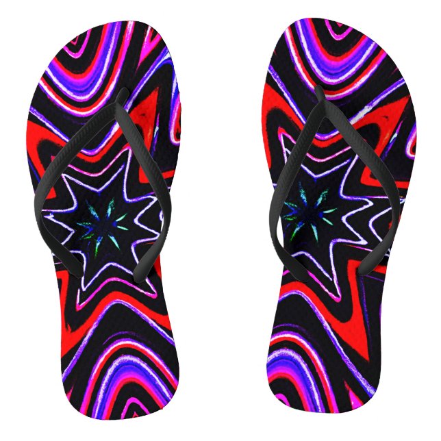 Colourful Neon Vibes Pattern Flip Flops (Footbed)