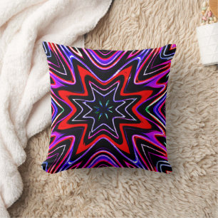 Colourful Neon Vibes Pattern Throw Pillow