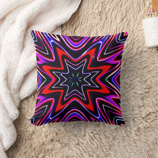 Colourful Neon Vibes Pattern Throw Pillow (Blanket)
