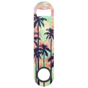 Colourful Neon Watercolor with Black Palm Trees Bar Key