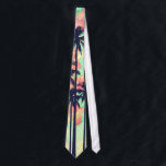 Colourful Neon Watercolor with Black Palm Trees Tie<br><div class="desc">This colourful neon watercolor in pink,  green,  orange,  and yellow pattern with black palm tree silhouettes is perfect for the trendy and stylish woman. It's exotic and tropical effect is popular for the season.</div>