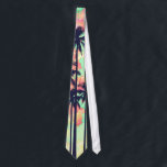 Colourful Neon Watercolor with Black Palm Trees Tie<br><div class="desc">This colourful neon watercolor in pink,  green,  orange,  and yellow pattern with black palm tree silhouettes is perfect for the trendy and stylish woman. It's exotic and tropical effect is popular for the season.</div>