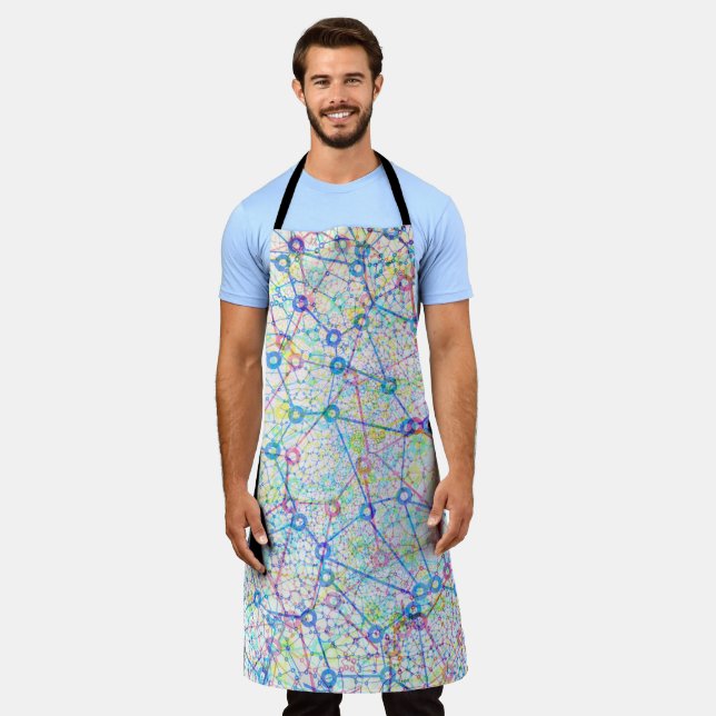 Colourful Network Diagram Apron (Worn)