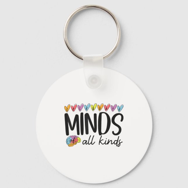 Colourful Neurodiversity Autism Celebrate Minds Of Keychain (Front)