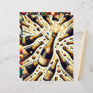 Colourful New Year Celebration Scrapbook Paper