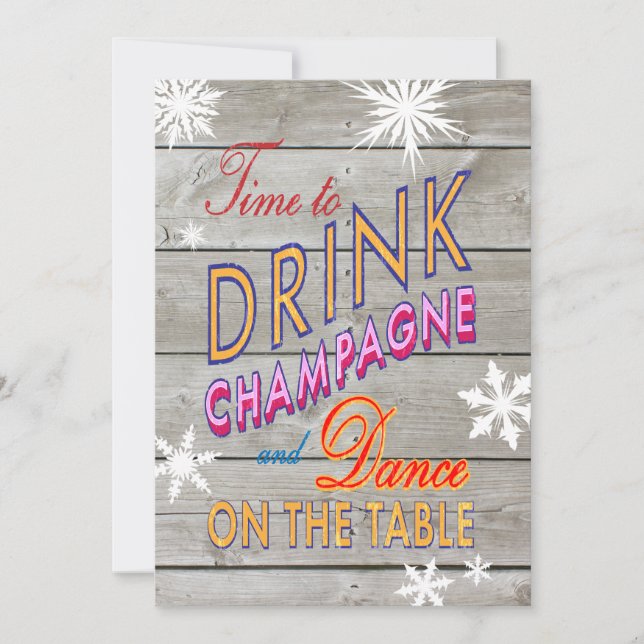 Colourful New Year's Time to Drink Champagne Invit Invitation (Front)