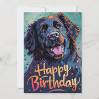 Colourful Newfoundland dog Birthday