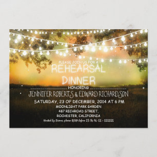 colourful night lights rehearsal dinner invitation