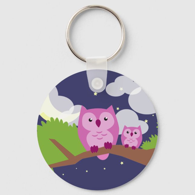 Colourful Night Owl Keychain (Front)