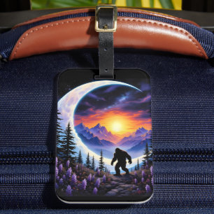 Colourful night sky Sasquatch Stroll, crescent moo Luggage Tag