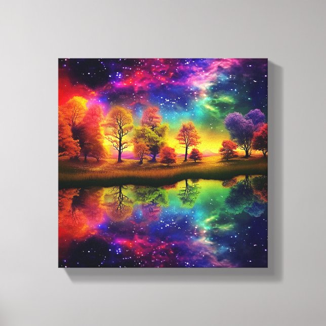 Colourful night stars canvas print (Front)