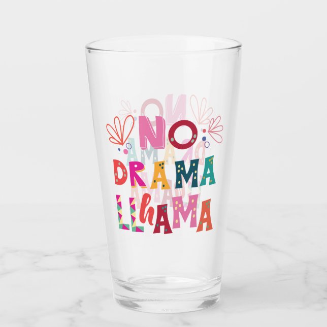 Colourful No Drama Llama Glass (Front)