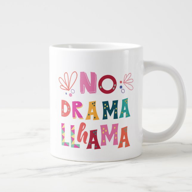 Colourful No Drama Llama Large Coffee Mug (Right)