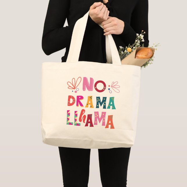 Colourful No Drama Llama Large Tote Bag (Front (Product))