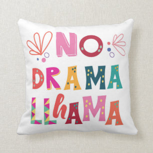 Colourful No Drama Llama Throw Pillow