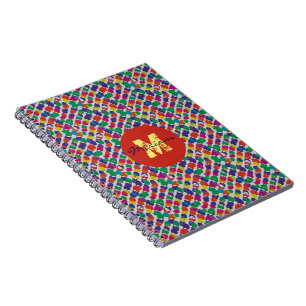 Colourful noise textured monogram customize notebook