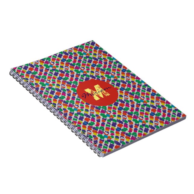 Colourful noise textured monogram customize notebook (Right Side)