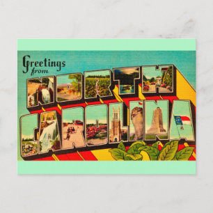 Colourful North Carolina Greetings Postcard