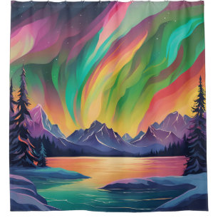 Colourful Northern Lights Aurora Borealis Art