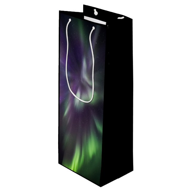 Colourful Northern Lights Wine Gift Bag (Front Angled)
