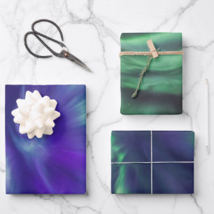 Colourful Northern Lights Wrapping Paper Sheet