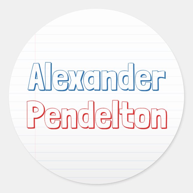 Colourful Notebook Paper Theme Classroom Name Labe Classic Round Sticker (Front)